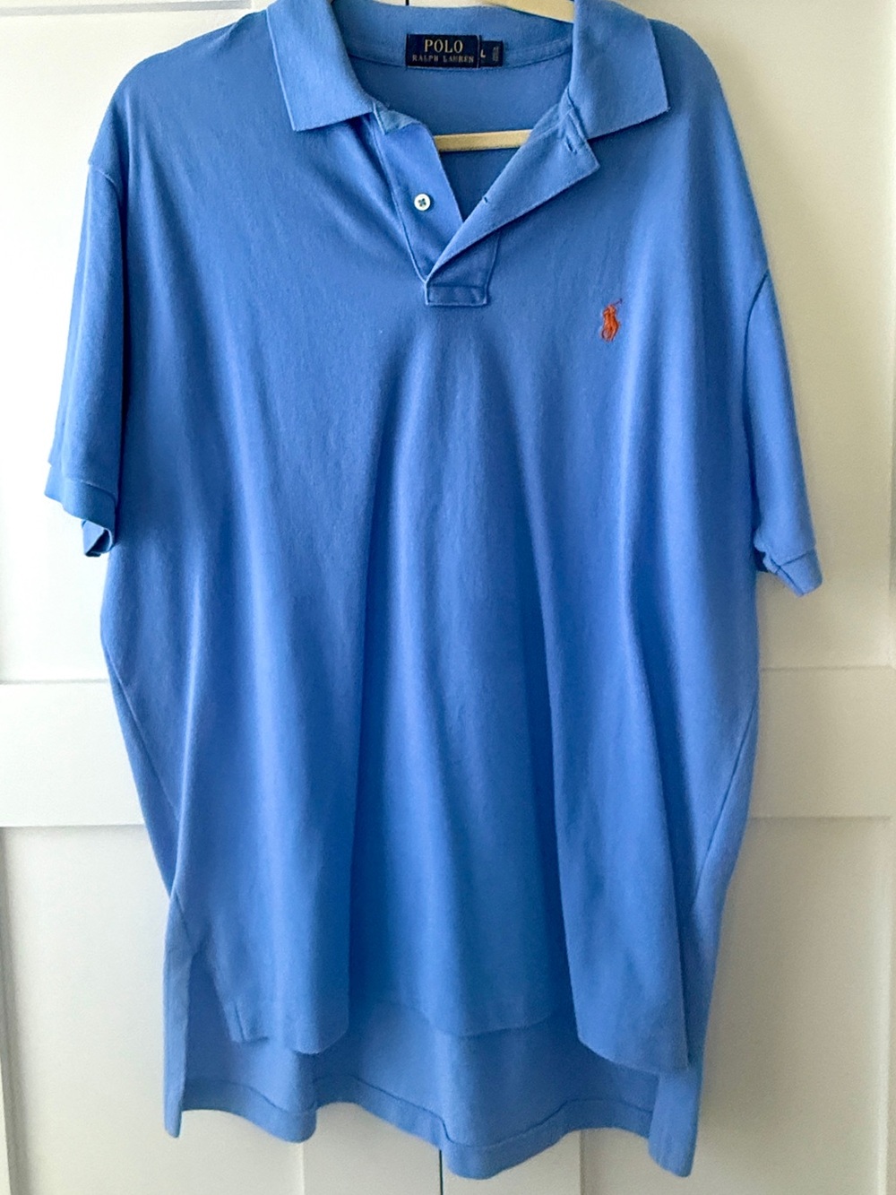 Ralph Lauren Blue Polo with Orange Pony Embroidery